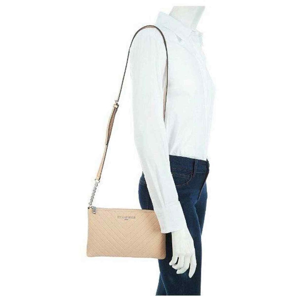 KARL LAGERFELD Charlotte Pebble Crossbody cream tan beige leather
